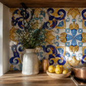 Carreau Sicilian Vibrant Majolica Scrollwork Mediterranean
