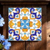 Carreau Sicilian Vibrant Majolica Scrollwork Mediterranean