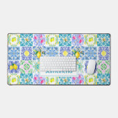 Carreau sicilien bleu blanc chic motif citron (Clavier et souris)
