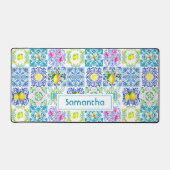 Carreau sicilien bleu blanc chic motif citron (Recto)