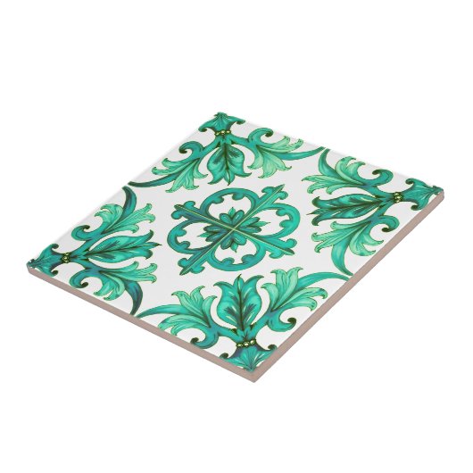 Carreau sicilien, été, citron, mosaïque, vert, (Côté)