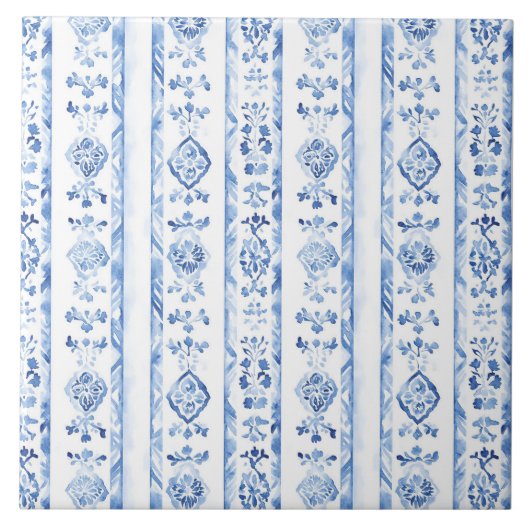 Carreau Sicily Italian Rustic Blue Stripes (Devant)
