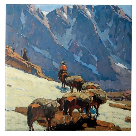 Carreau “Sierra Pass” Art occidental d'Edgar Payne (Devant)