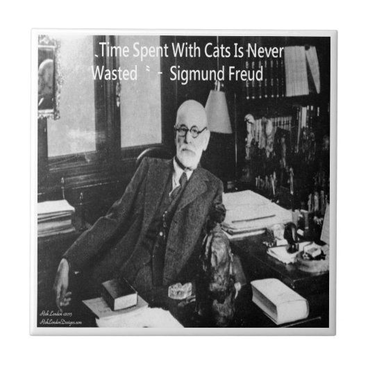Carreau Sigmund Freud Dans Son Bureau & Citation de Chat D (Devant)