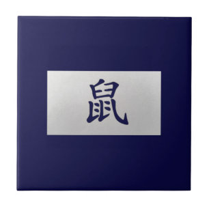 Carreau Signe chinois zodiaque bleu rat