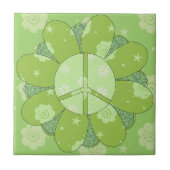 Carreau Signe de paix vert de fleur (Devant)