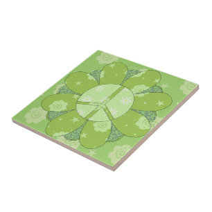 Carreau Signe de paix vert de fleur
