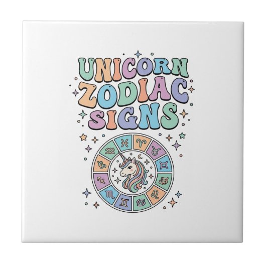 Carreau Signe du zodiaque licorne Kawaii Design vectoriel_ (Devant)