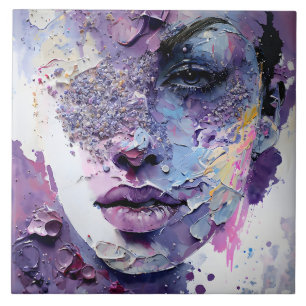 Carreau "Silence cristalline" - Portrait pourpre
