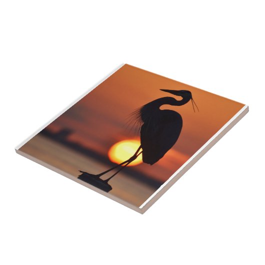 Carreau Silhouette bleue de héron (Côté)