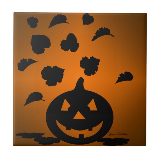Carreau Silhouette citrouille et Feuille (Devant)
