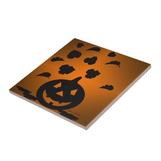 Carreau Silhouette citrouille et Feuille (Côté)