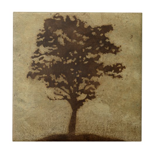 Carreau Silhouette d'arbre sur Arrière - plan de bronze (Devant)