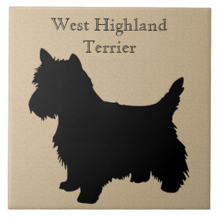 Carreau Silhouette de chien de Terrier blanc West Highland