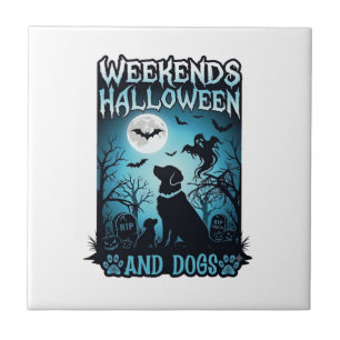 Carreau Silhouette de chiens fantômes Halloween de pleine