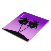 Carreau Silhouette de palmier sur Twilight violet (Côté)