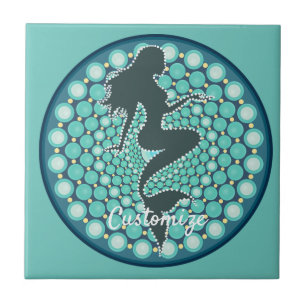 Carreau Silhouette de sirène dans les bulles Céramique T