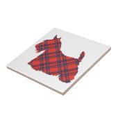 Carreau Silhouette de Terrier Écossais Tartan (Côté)