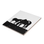 Carreau Silhouette des chevaux noirs et blancs (Côté)