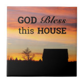 Carreau Silhouette du coucher de soleil de la maison (Devant)