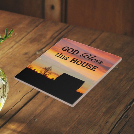 Carreau Silhouette du coucher de soleil de la maison