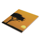 Carreau Silhouette d'un seul acacia au lever du soleil, Ma (Côté)