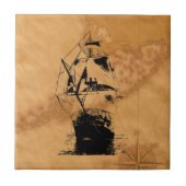 Carreau Silhouette noire de bateau (Devant)