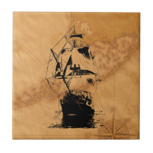 Carreau Silhouette noire de bateau