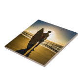 Carreau Silhouette surfeuse au lever du soleil (Côté)