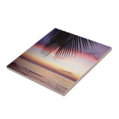 Carreau Silhouette tropicale de palmier de plage pourpre (Côté)