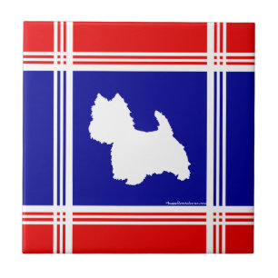 Carreau Silhouette Westie Rouge, Blanc, Bleu