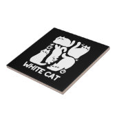 Carreau Silhouettes de chaton blanc - Design Feline mignon (Côté)