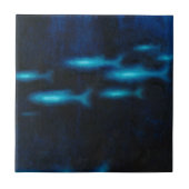 Carreau Silhouettes de poisson bleu translucide (Devant)