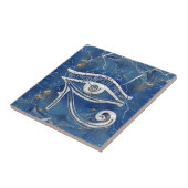 Carreau Silver Egyptian Eye of Horus  on blue marble (Côté)