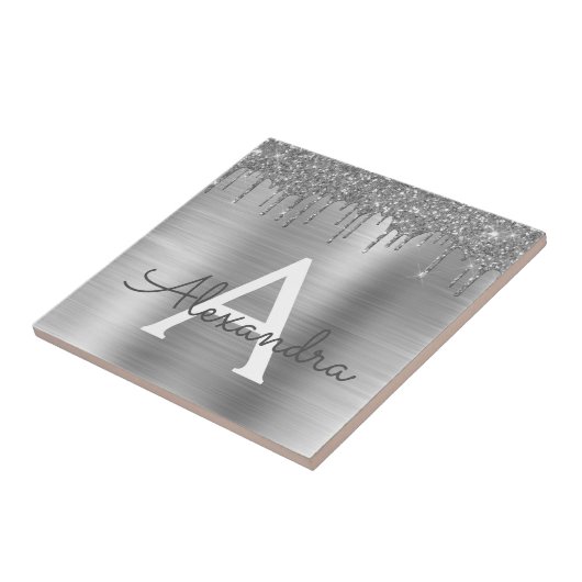 Carreau Silver Glitter Brushed metal Monogram (Côté)