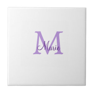 Carreau simple ajout de nom minimal monogramme rose rouge