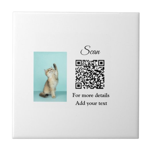Carreau Simple animal name details QR code add text photo (Devant)