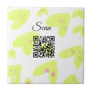 Carreau Simple aquarelle jaune ajouter code Q R scan texte