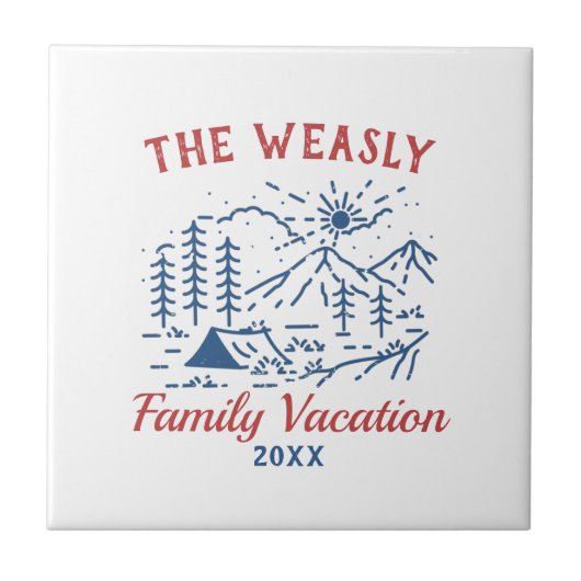 Carreau Simple Aventure Camping Famille Voyage sur route J (Devant)