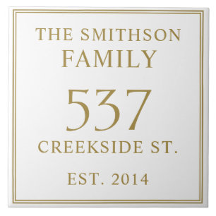 Carreau Simple Date blanche établie Adresse Maison Plaque