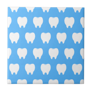 Carreau Simple dent blanche avec motif bleu clair