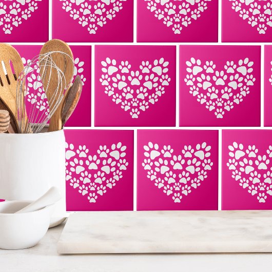 Carreau Simple Empreinte de patte de coeur mou