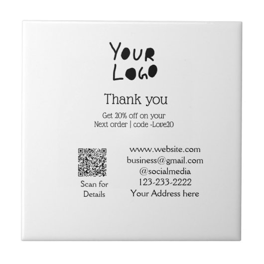 Carreau simple et minimal ajoutez votre logo/votre design (Devant)