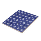 Carreau simple floral solide bleu motif rétro petit flowe (Côté)