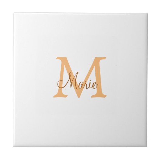 Carreau simple minimal ajouter nom monogramme orange marro (Devant)