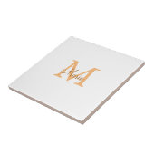 Carreau simple minimal ajouter nom monogramme orange marro (Côté)