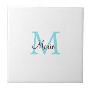 Carreau simple minimal ajouter nom monogramme rose rouge j