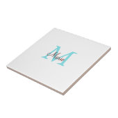 Carreau simple minimal ajouter nom monogramme rose rouge j (Côté)