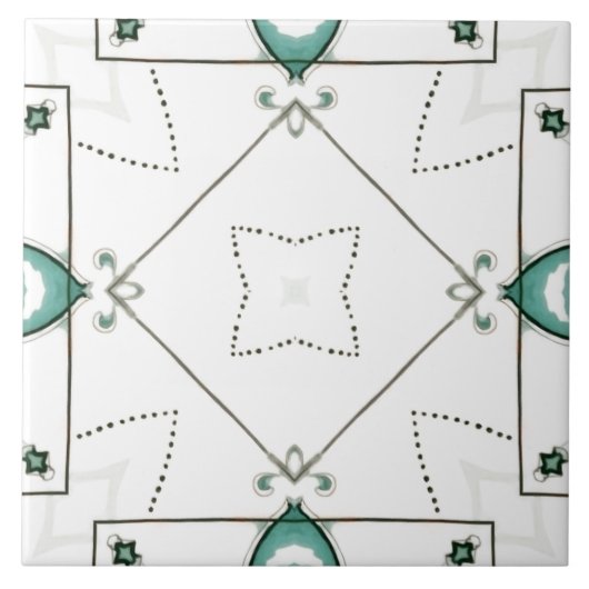 Carreau Simple, minimal, blanc et vert, mosaïque, (Devant)