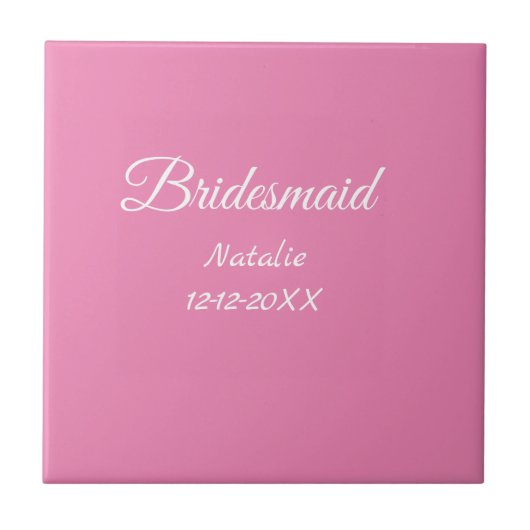Carreau Simple minimal pink bridesmaid add name year text (Devant)